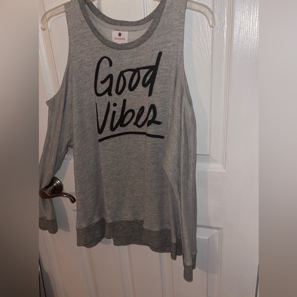 Sundry SweatShirt - Heather Grey Color with Good Vibes graphic on the front. - Picture 5 of 9